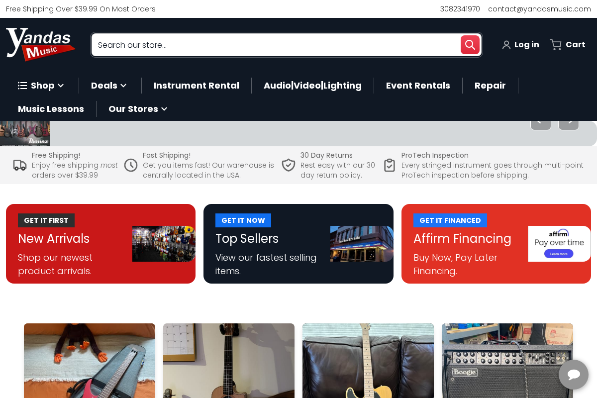 Yandas Music & Pro Audio homepage screenshot