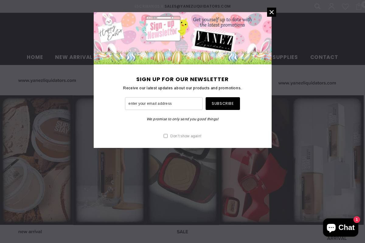 yanezliquidators.com homepage screenshot