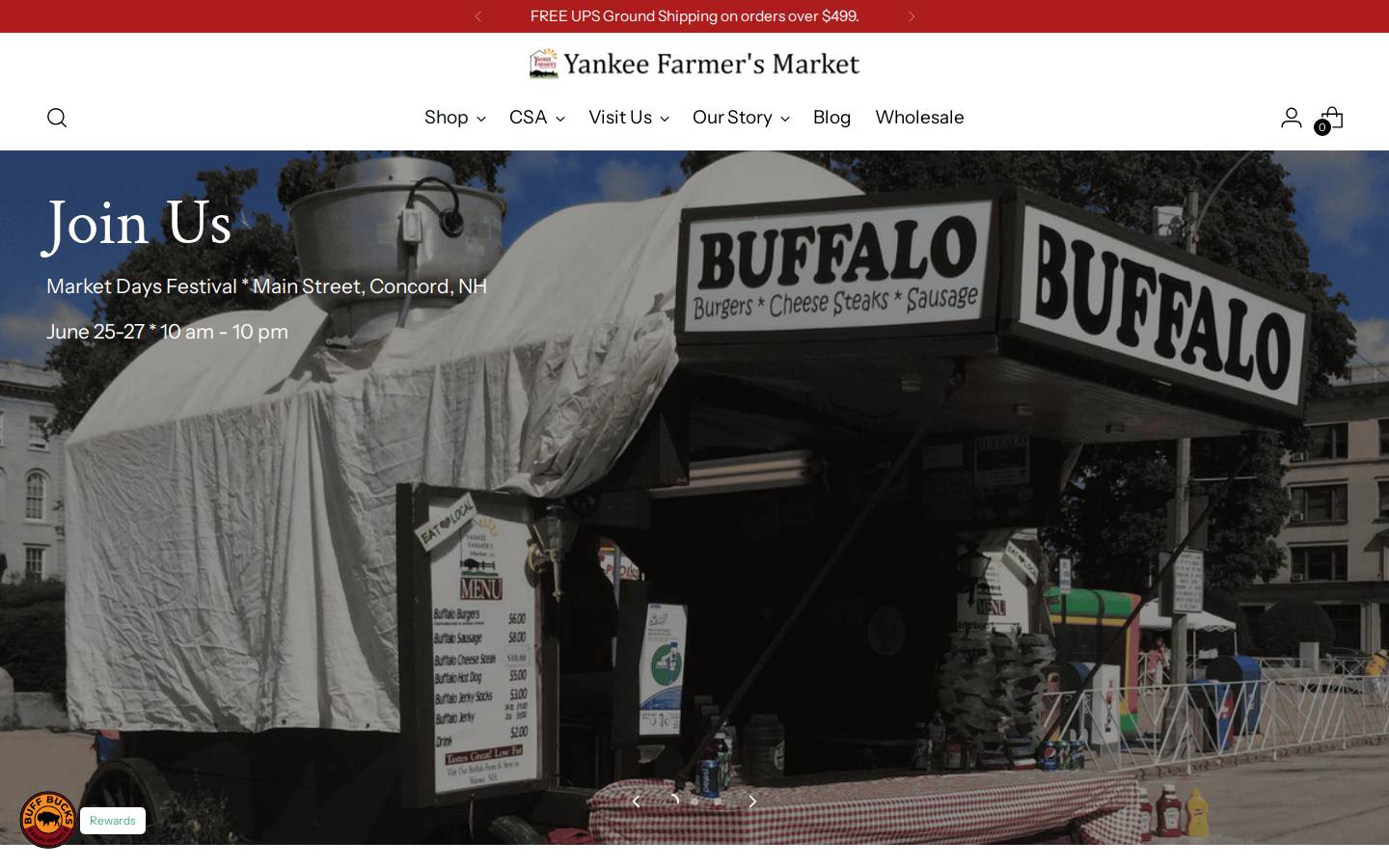 Yankee Farmer's Market homepage screenshot