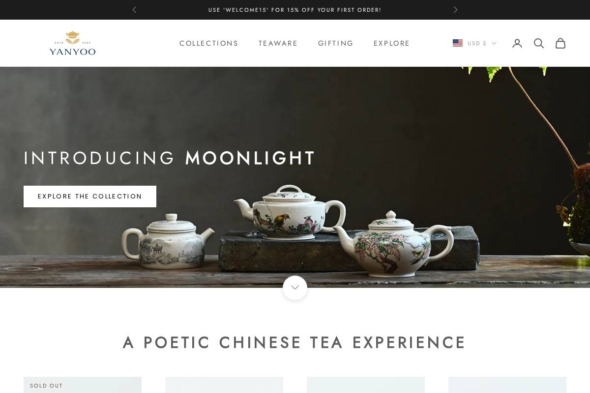 yanyootea.com homepage screenshot
