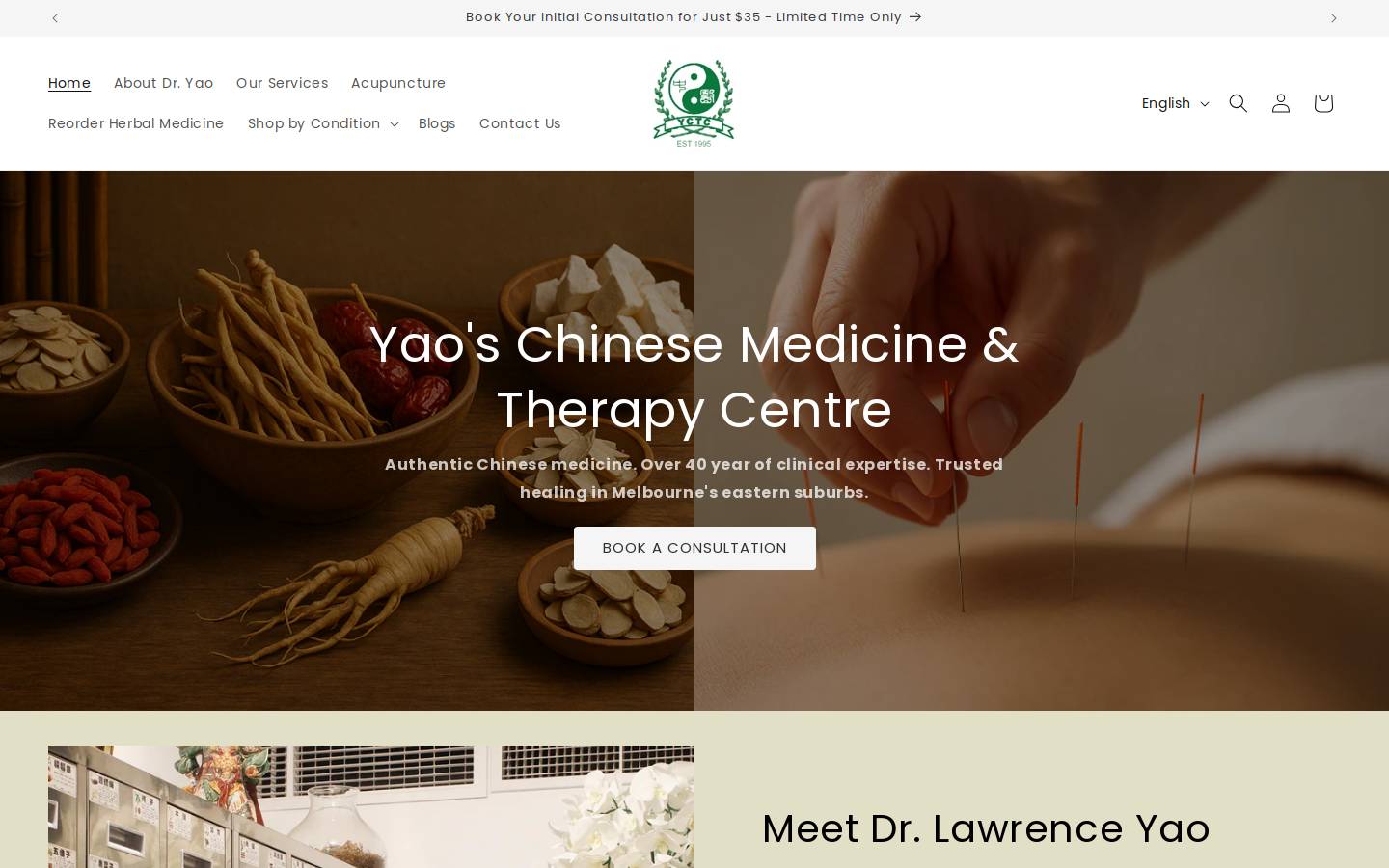 yaoschinesemedicine.com.au homepage screenshot