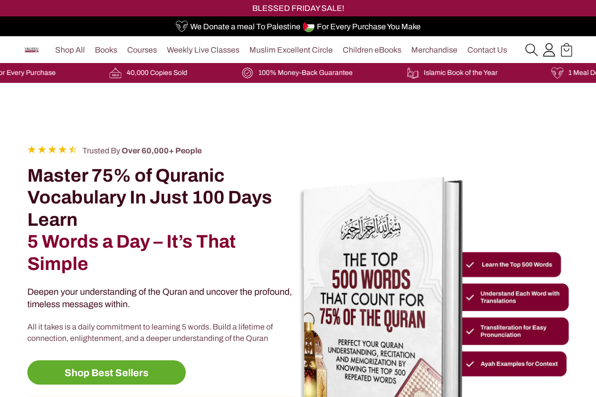 Yaqeenbooks homepage screenshot