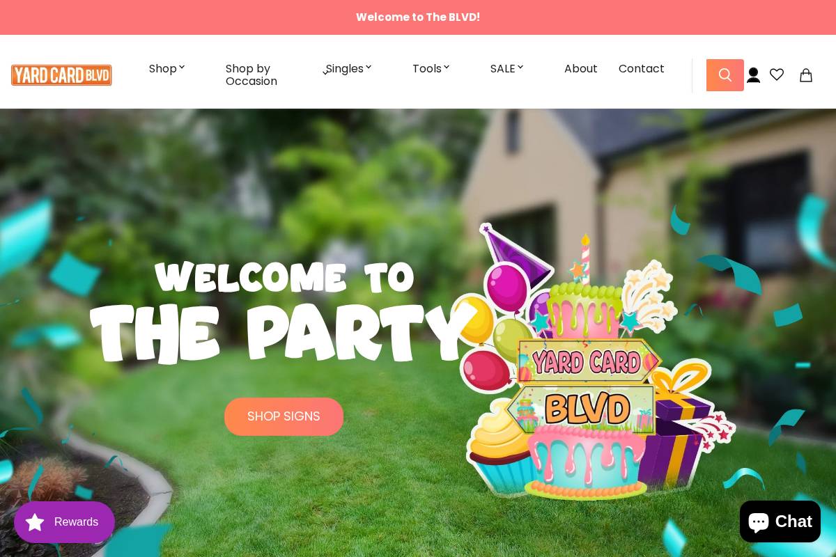 yardcardblvd.com homepage screenshot