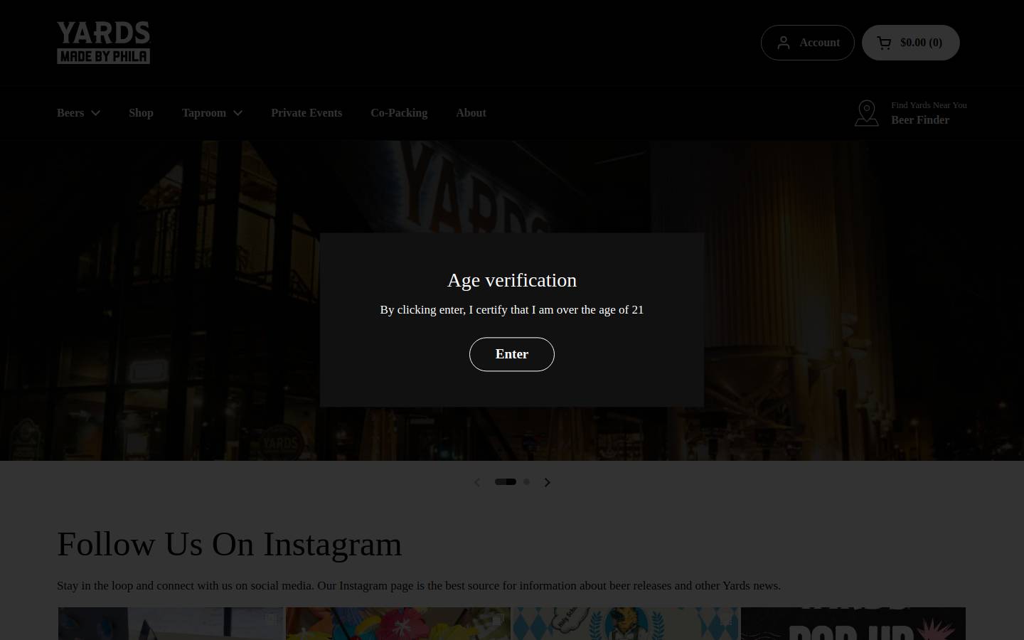 yardsbrewing.com homepage screenshot