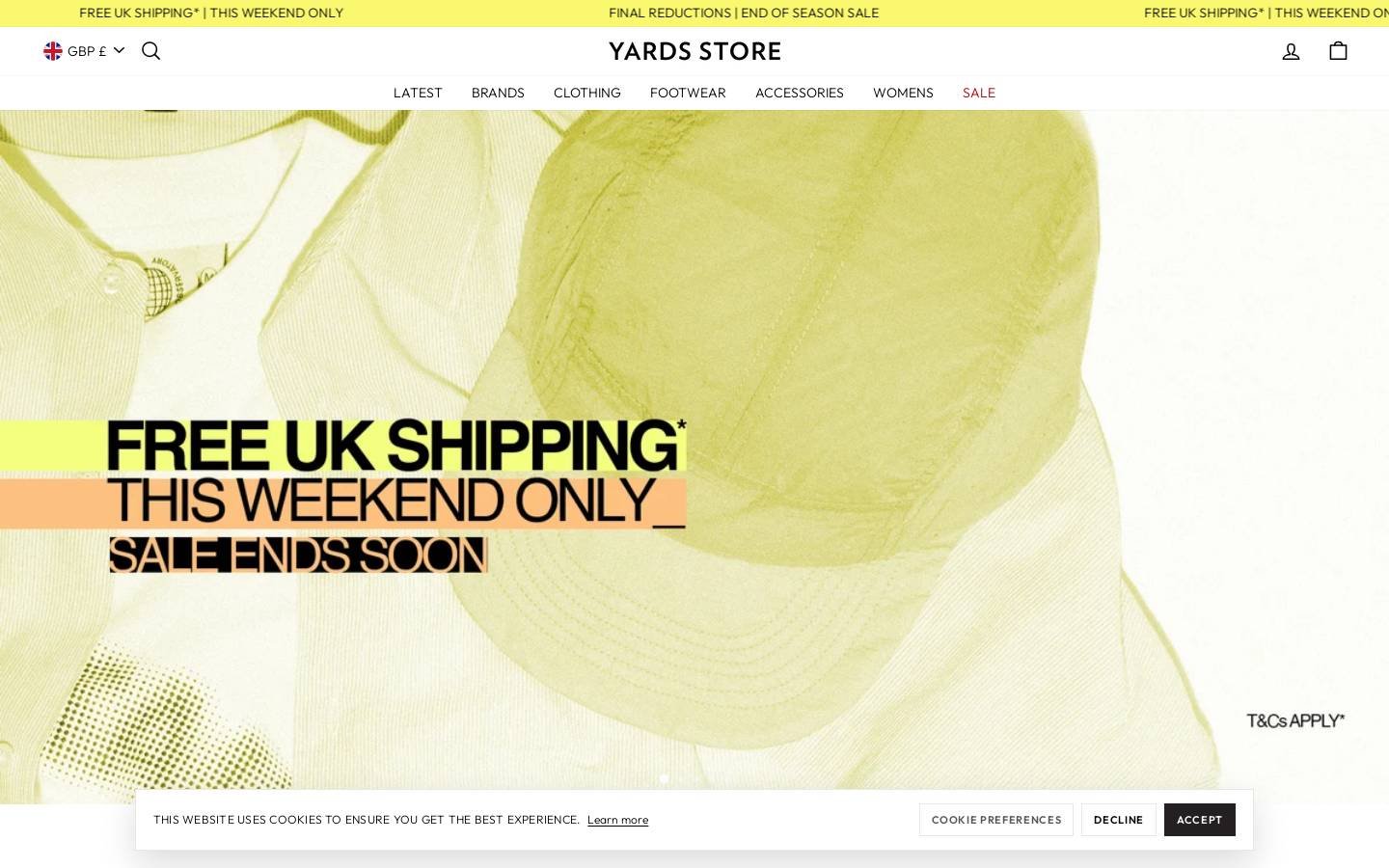 Yards Store homepage screenshot
