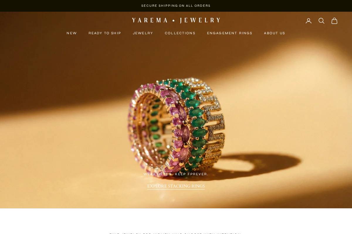 yaremajewelry.com homepage screenshot