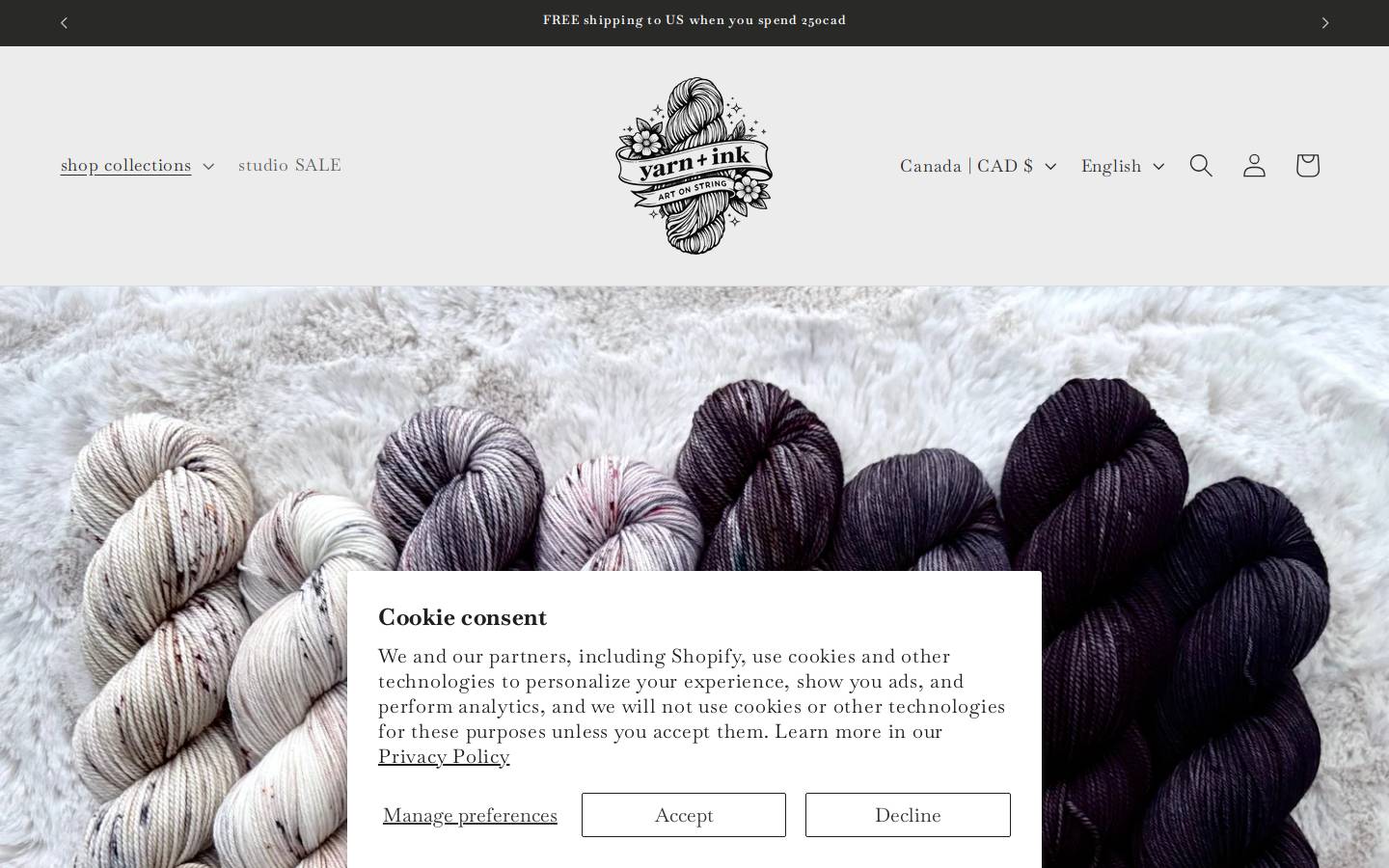 yarnink.com homepage screenshot