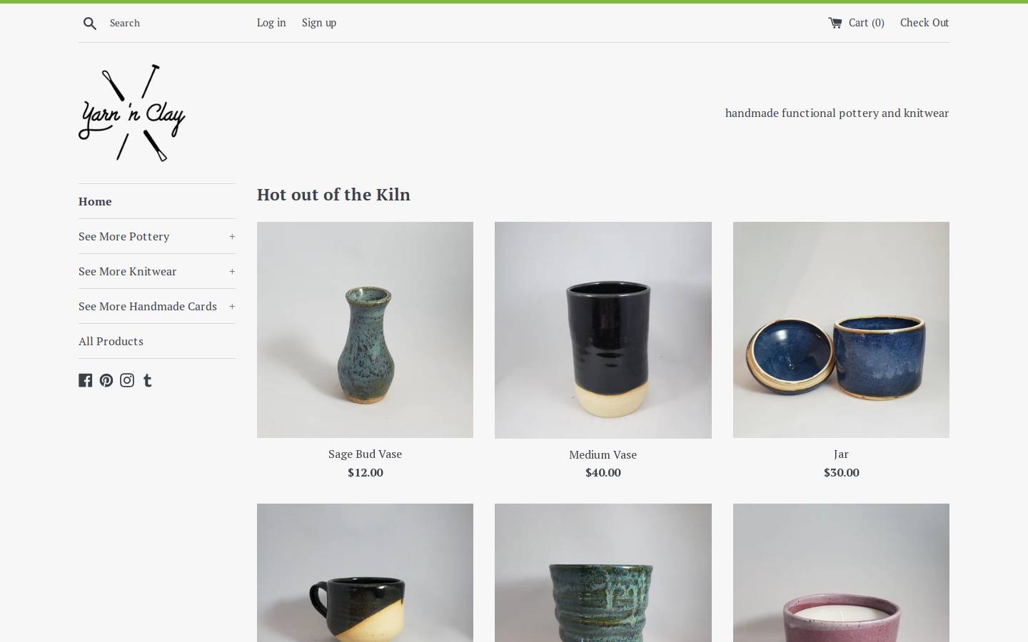 yarnnclay.com homepage screenshot