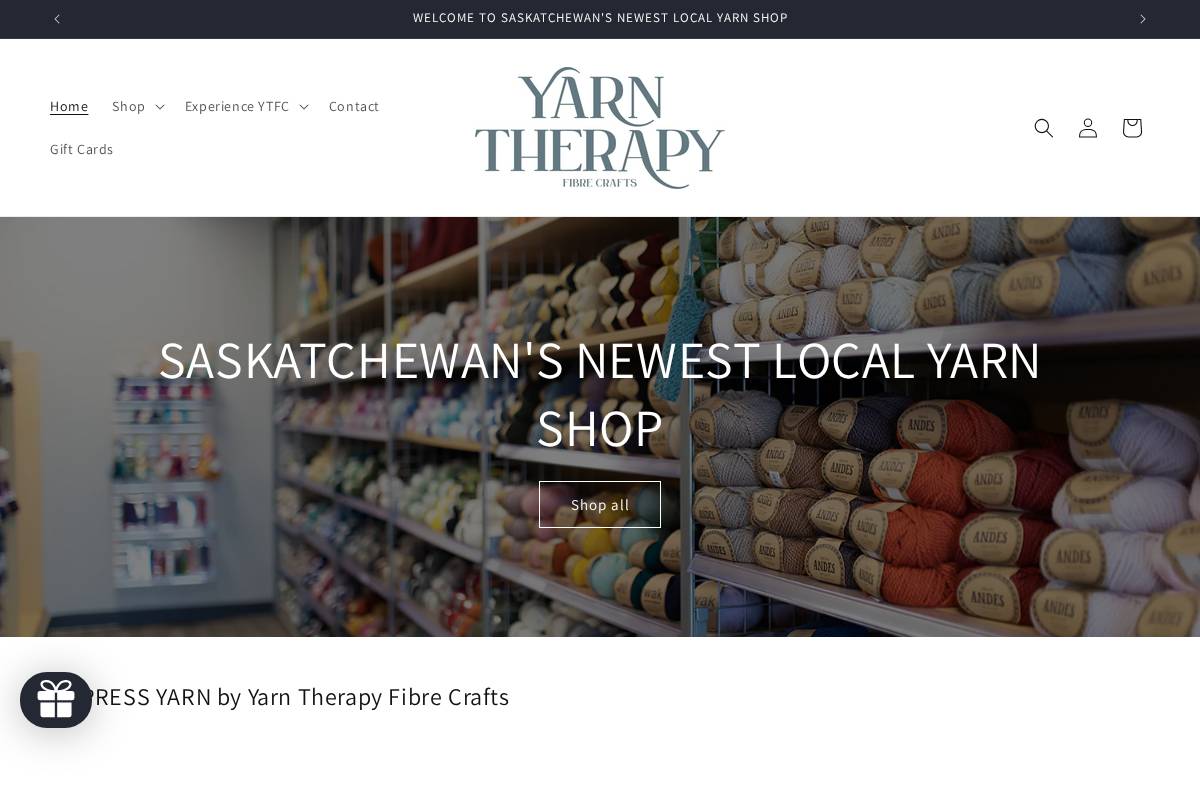 yarntherapysaskatoon.com homepage screenshot