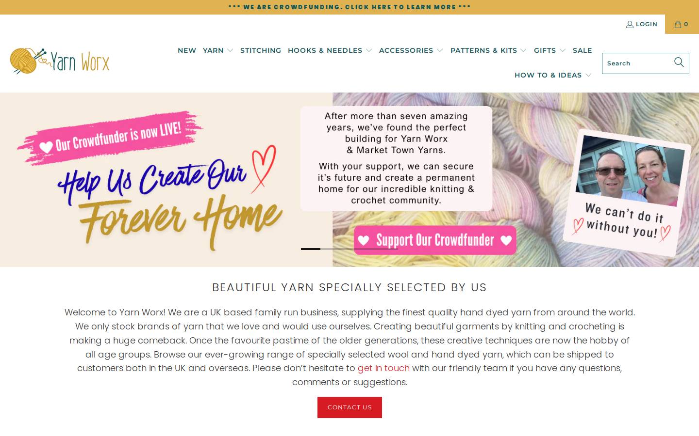 Yarn Worx homepage screenshot