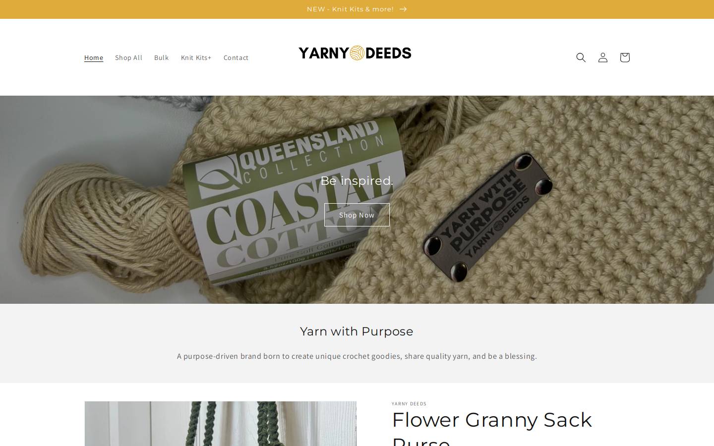 yarnydeeds.com homepage screenshot