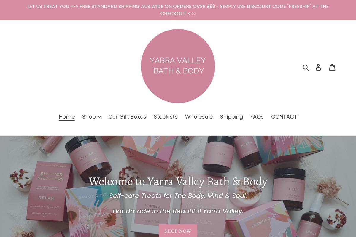 yarravalleybathandbody.com.au homepage screenshot