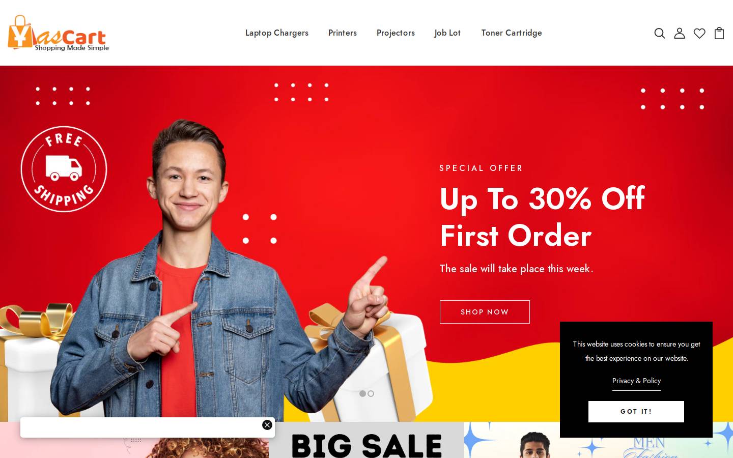 yascart.com homepage screenshot