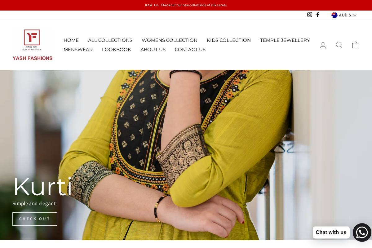 yashfashions.com.au homepage screenshot