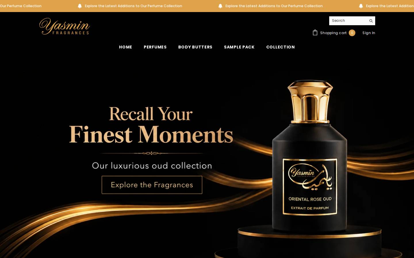 yasminfragrances.com homepage screenshot