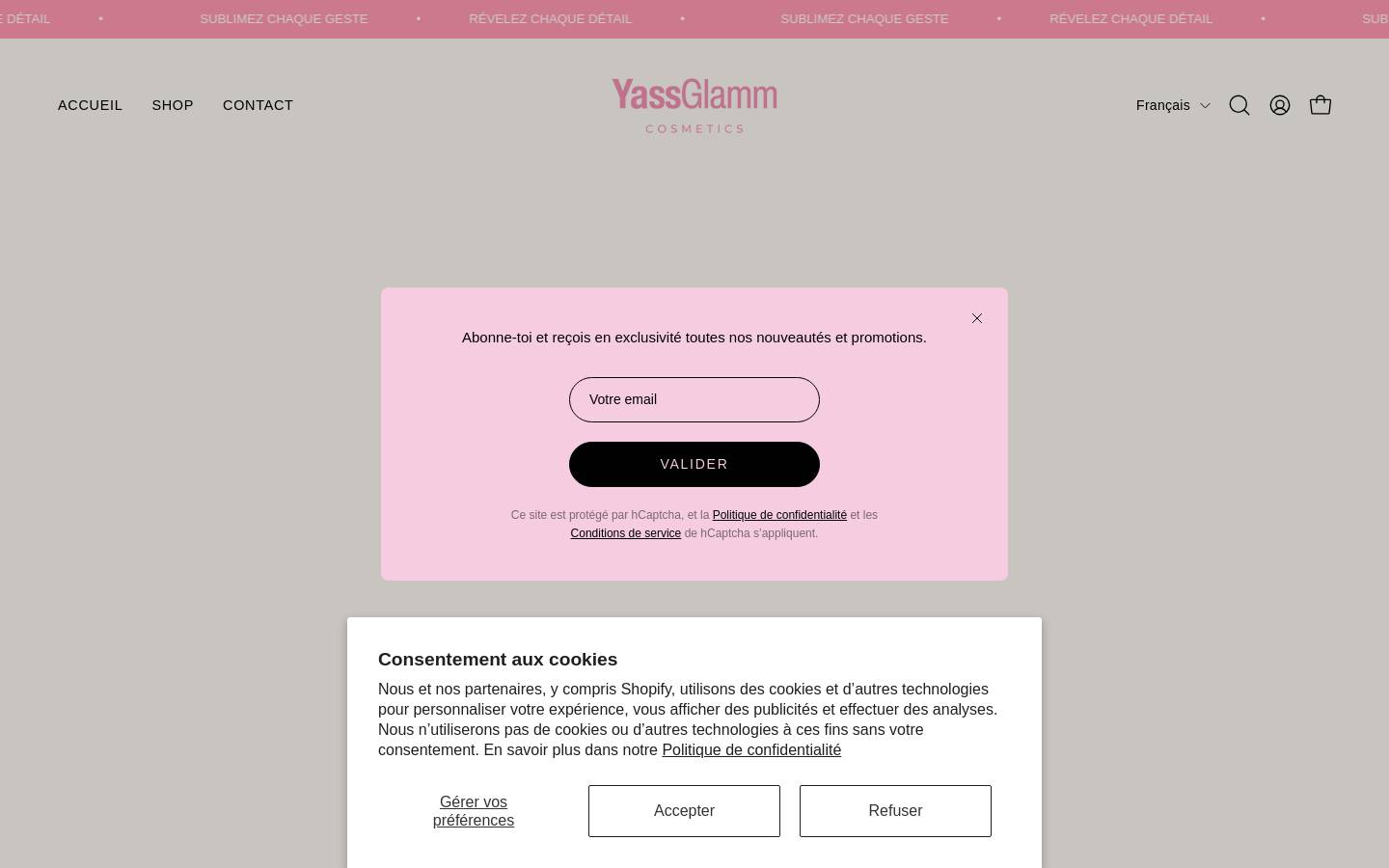 yassglammcosmetics.com homepage screenshot