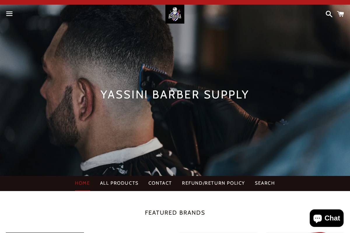 yassinibarbersupply.com homepage screenshot
