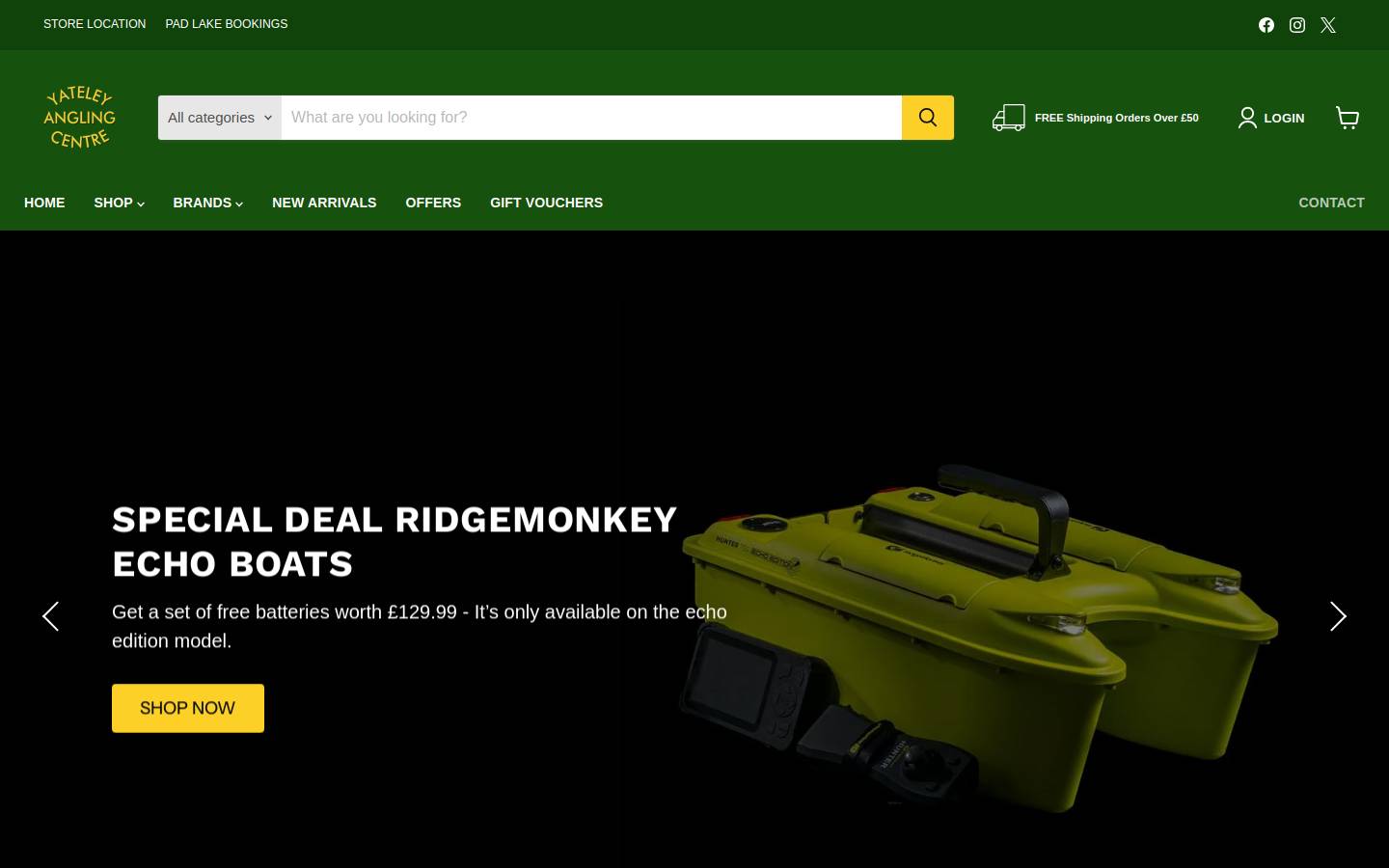 Yateley Angling homepage screenshot