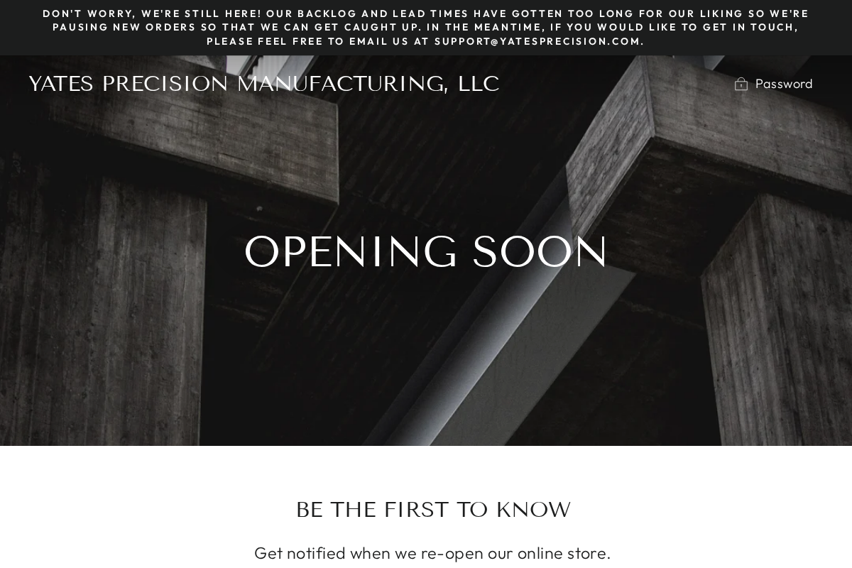 yatesprecision.com homepage screenshot