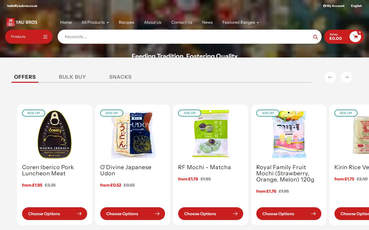 Yau Bros homepage screenshot