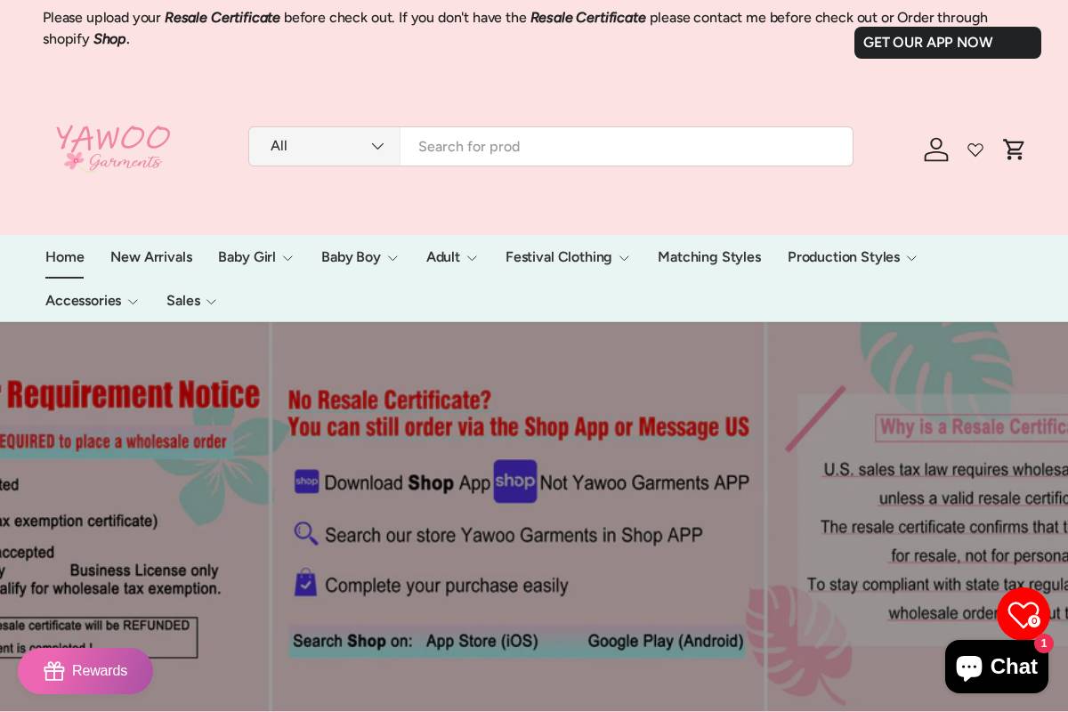 yawoogarments.com homepage screenshot