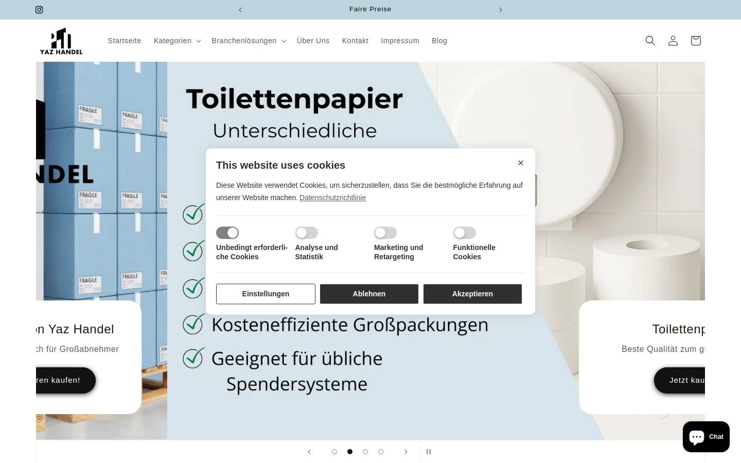 Yazhandel homepage screenshot