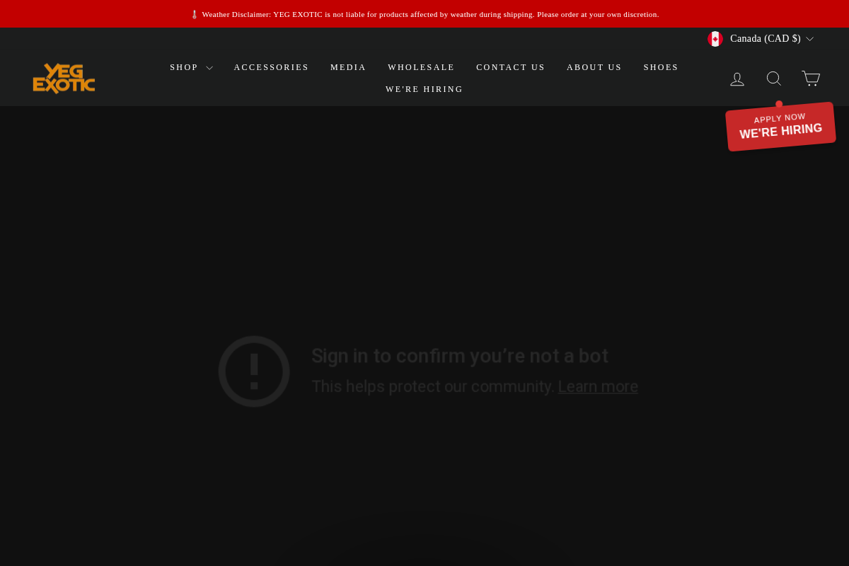 YEG EXOTIC homepage screenshot