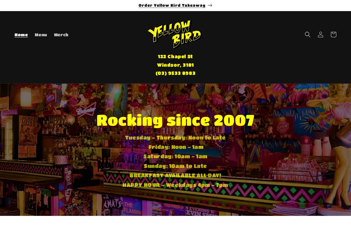yellowbird.com.au homepage screenshot