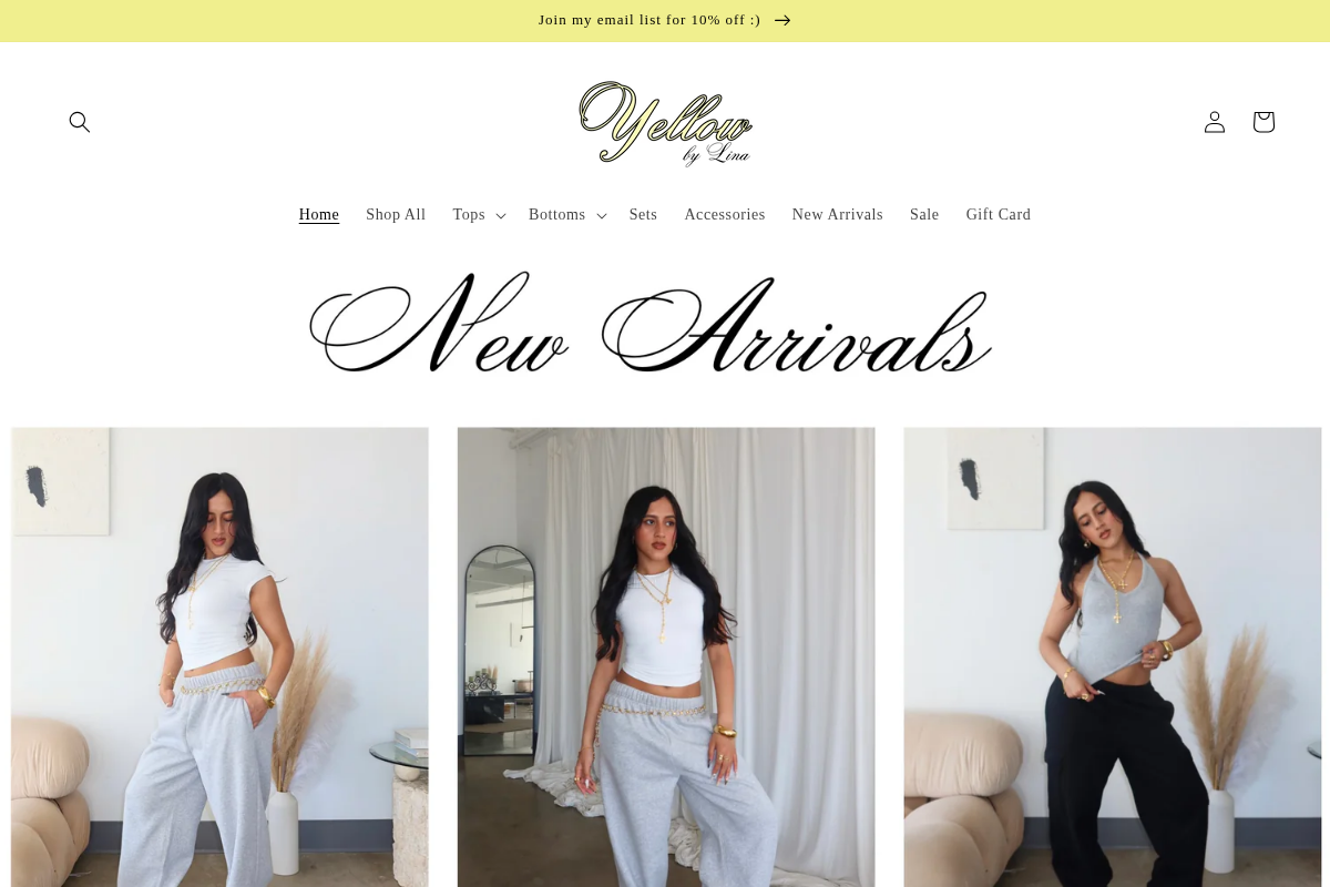 Yellow by Lina homepage screenshot