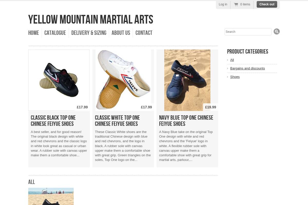 Yellow Mountain Martial Arts homepage screenshot