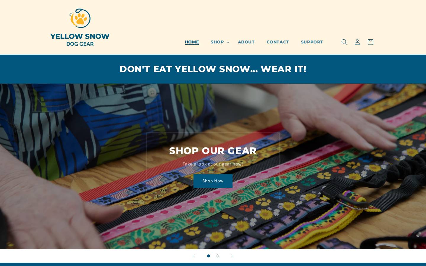 yellowsnowdoggear.com homepage screenshot