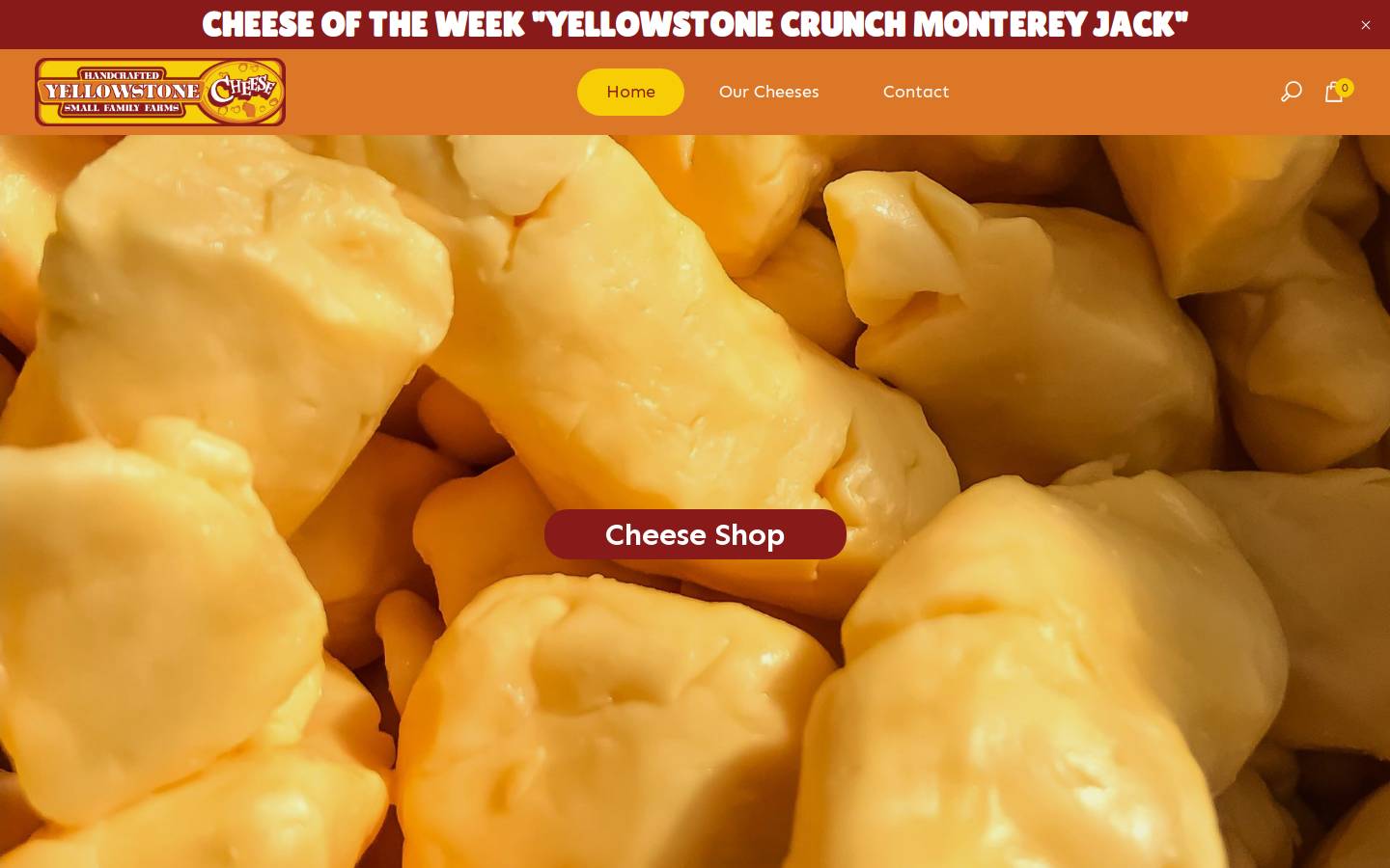 yellowstonecheese.com homepage screenshot