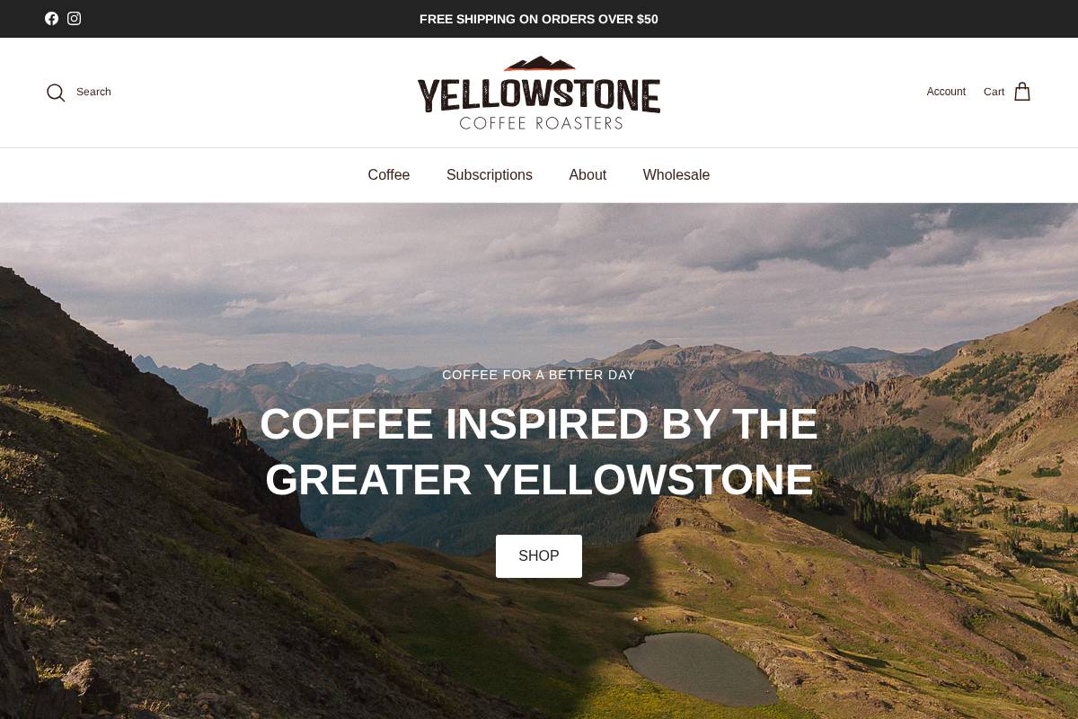 yellowstonecoffee.com homepage screenshot