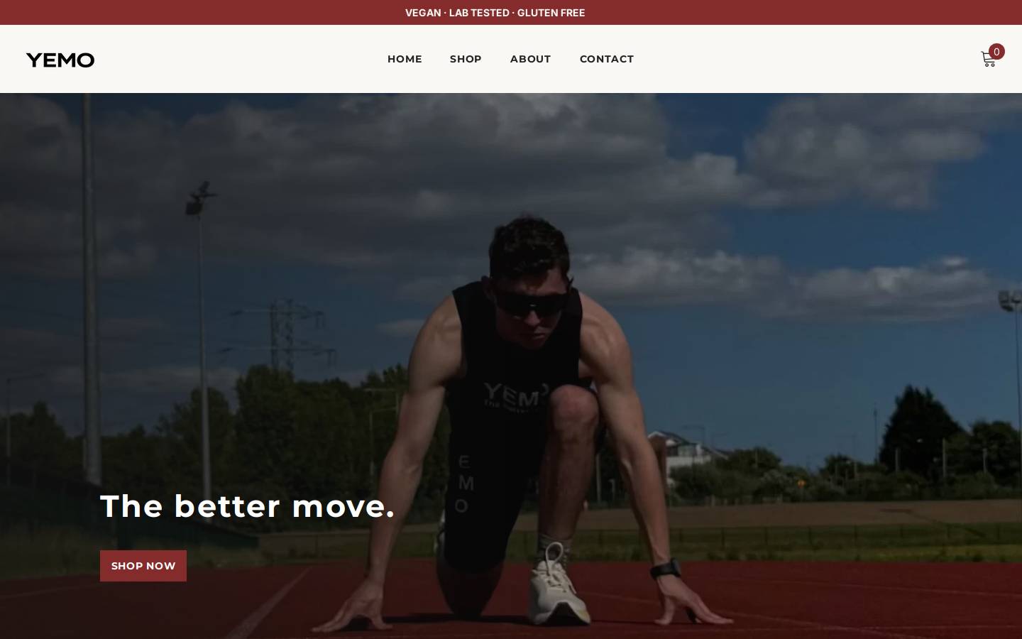 YEMO Nutrition homepage screenshot