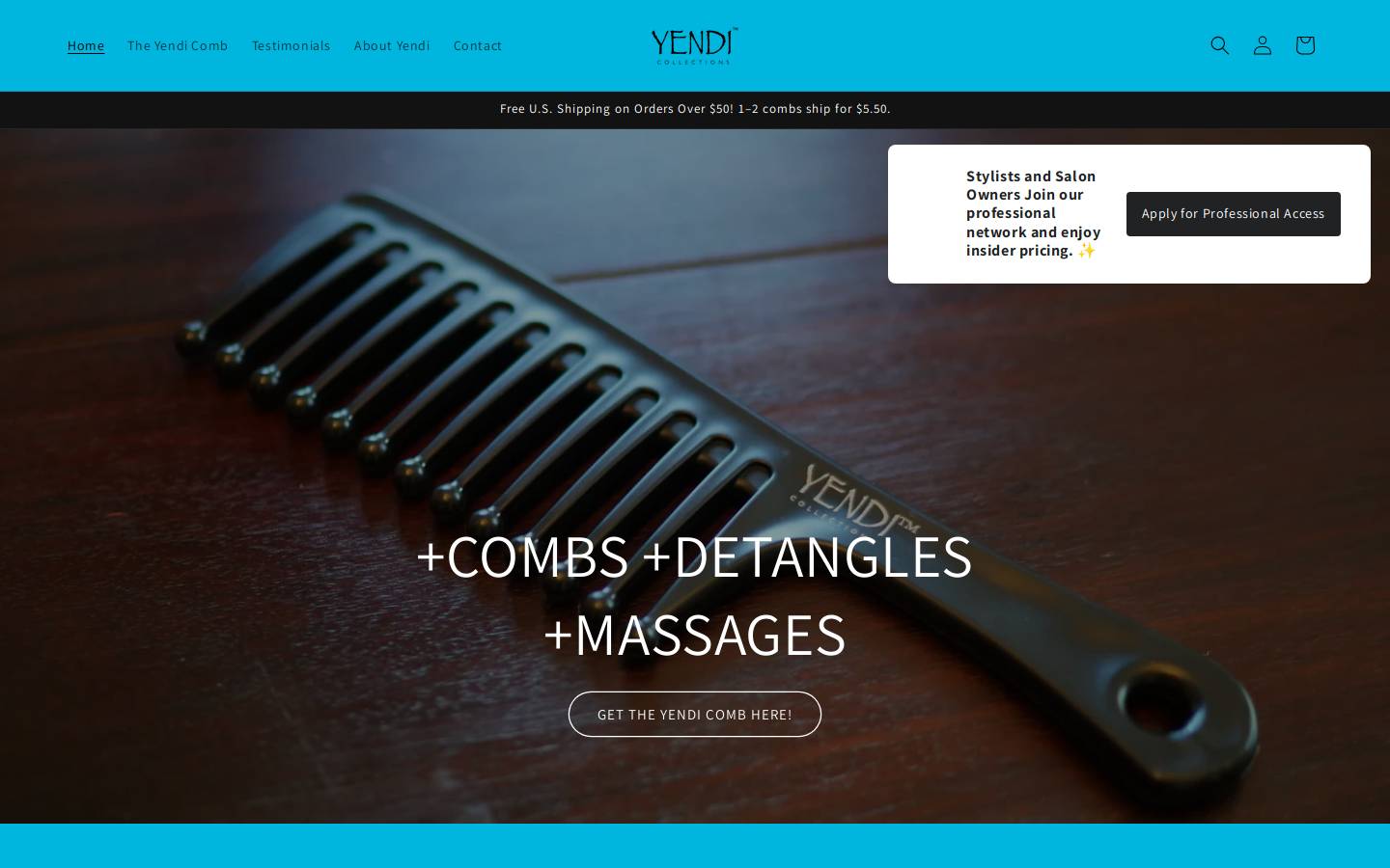yendicollections.com homepage screenshot