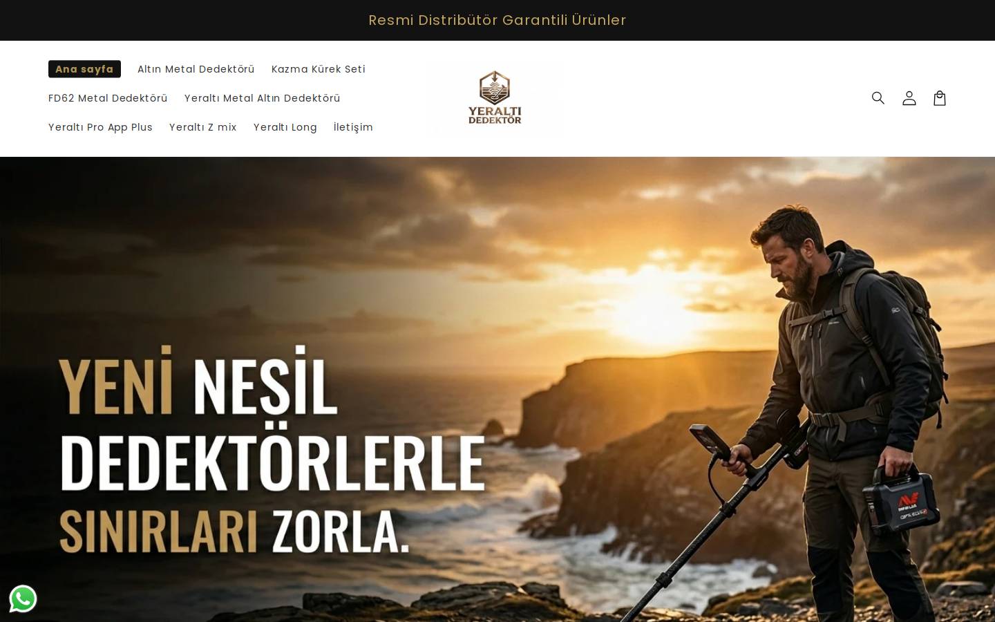 yeraltidedektor.com homepage screenshot