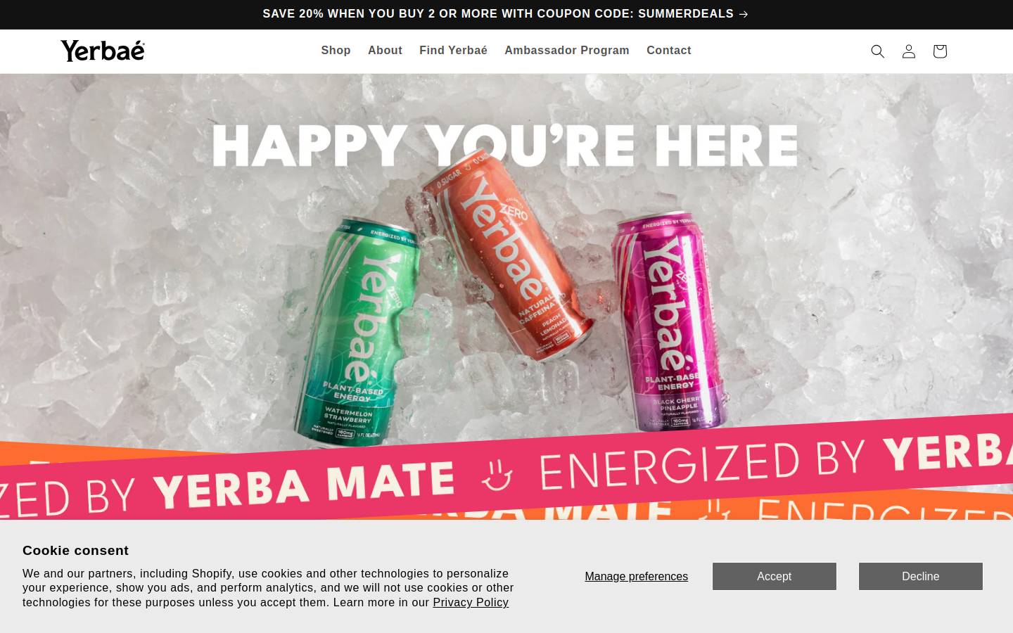 yerbae.com homepage screenshot