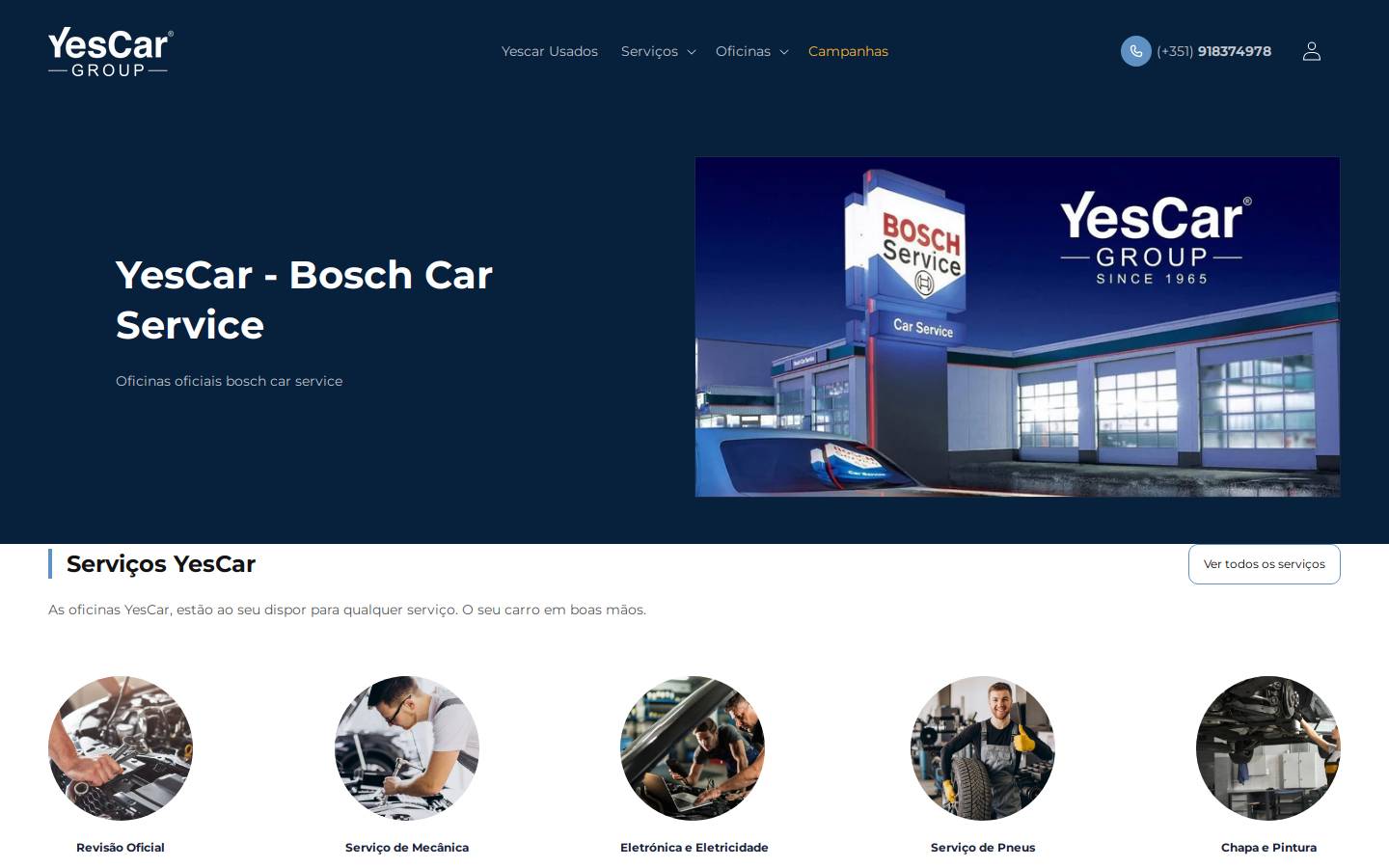 yescar.pt homepage screenshot