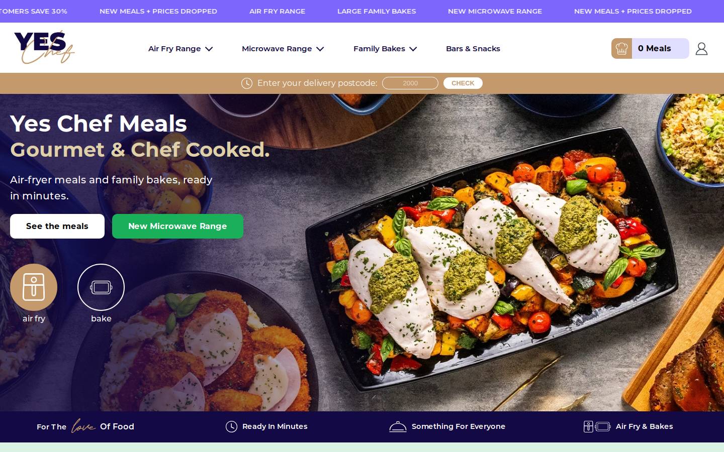 yeschefmeals.com.au homepage screenshot