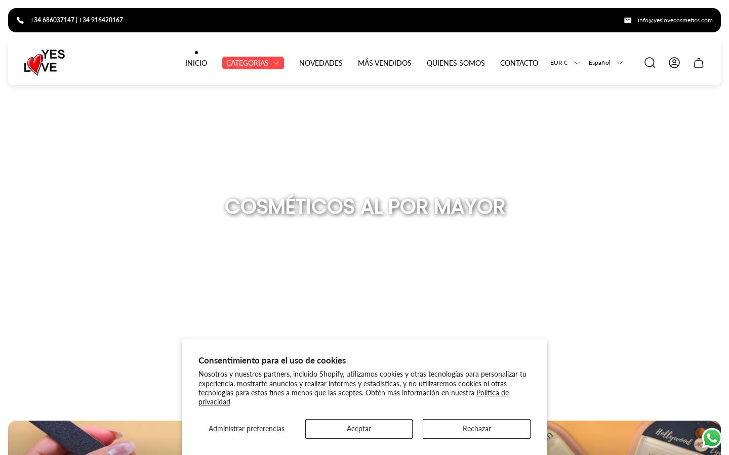 Yeslovecosmetics homepage screenshot