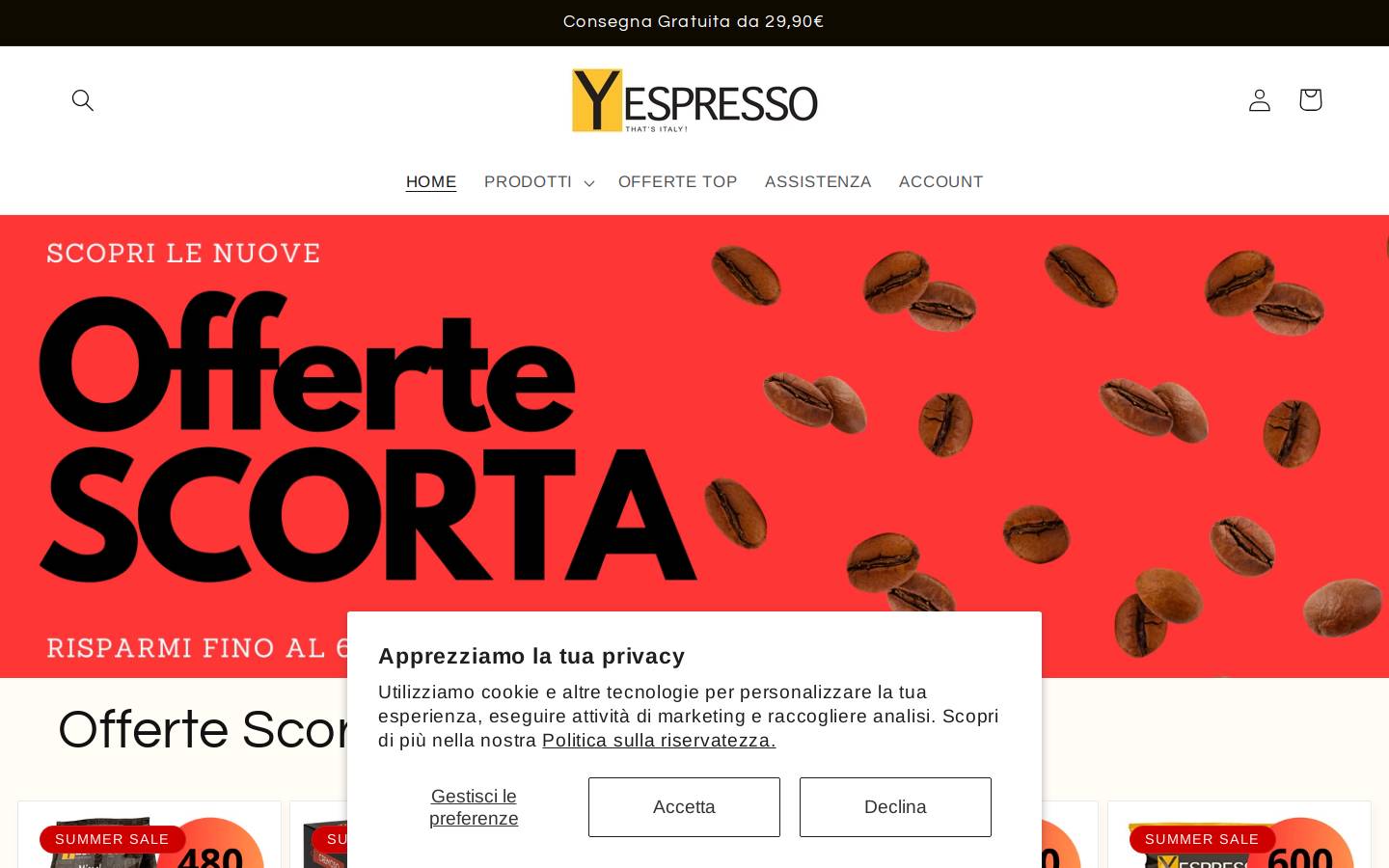 Yespresso homepage screenshot