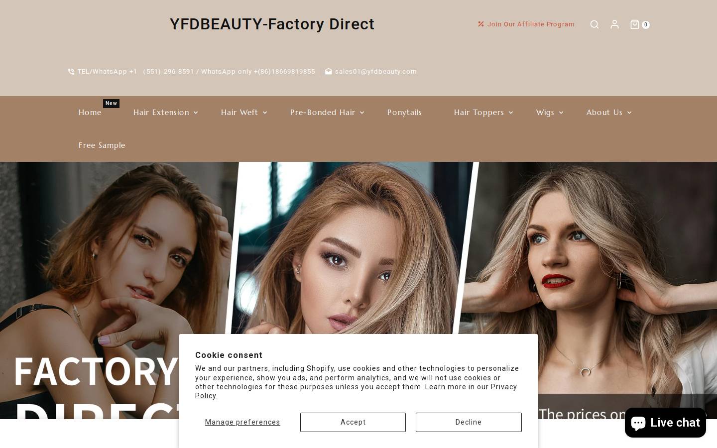yfdbeauty.com homepage screenshot