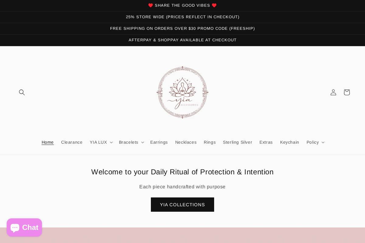 yiaaccessories.com homepage screenshot