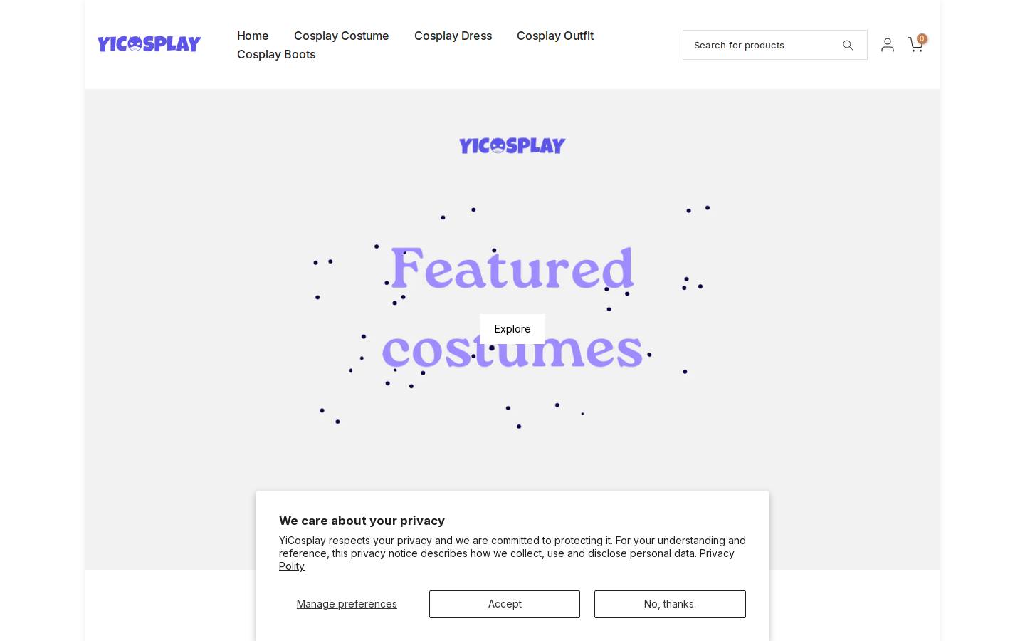 Yicosplay homepage screenshot
