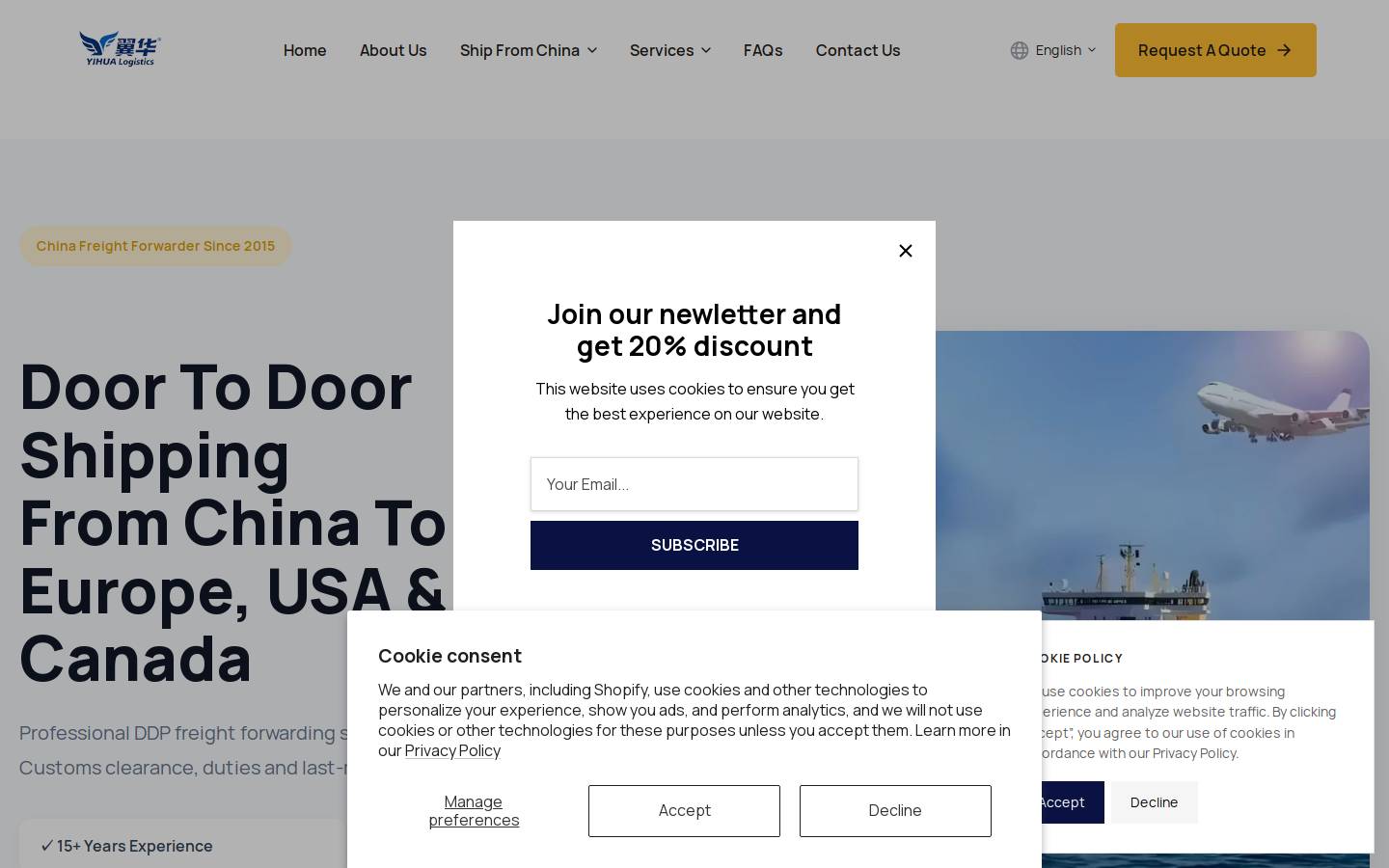 yihualogistics.com homepage screenshot