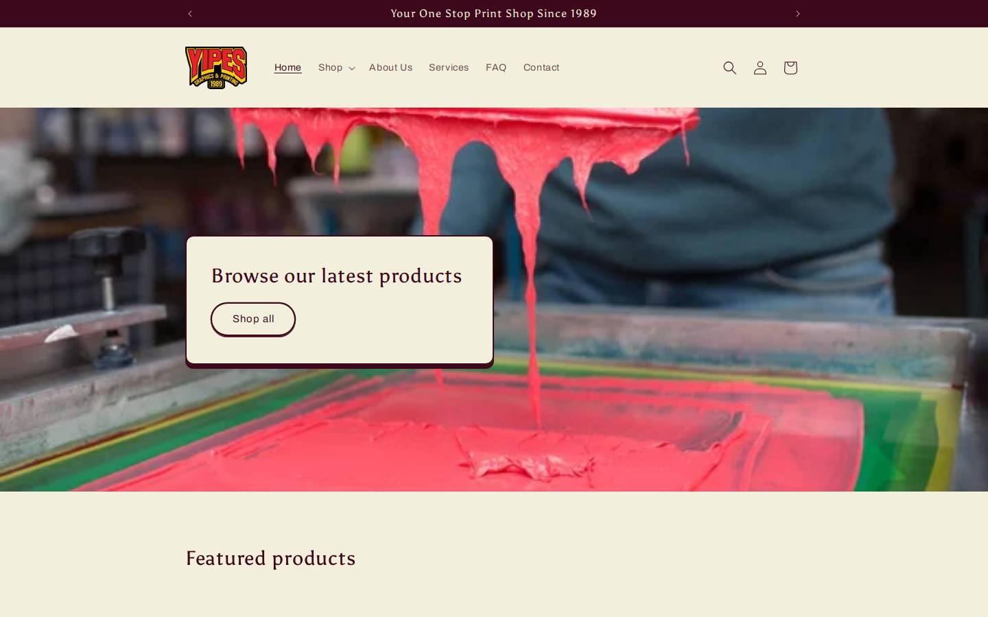 yipesprinting.com homepage screenshot