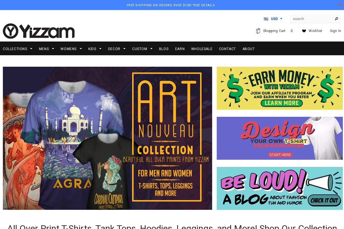 Yizzam.com homepage screenshot