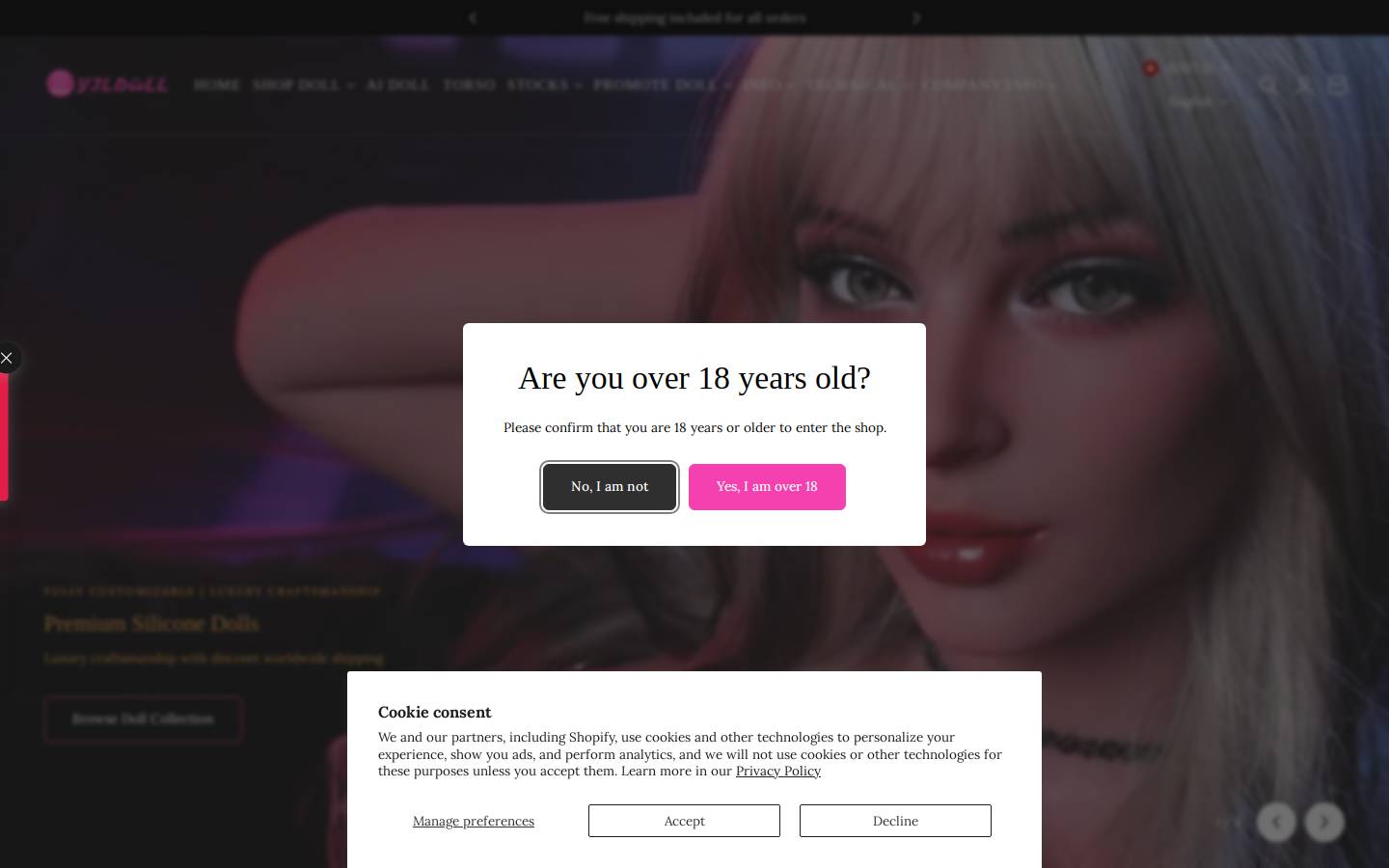 YJL DOLL homepage screenshot