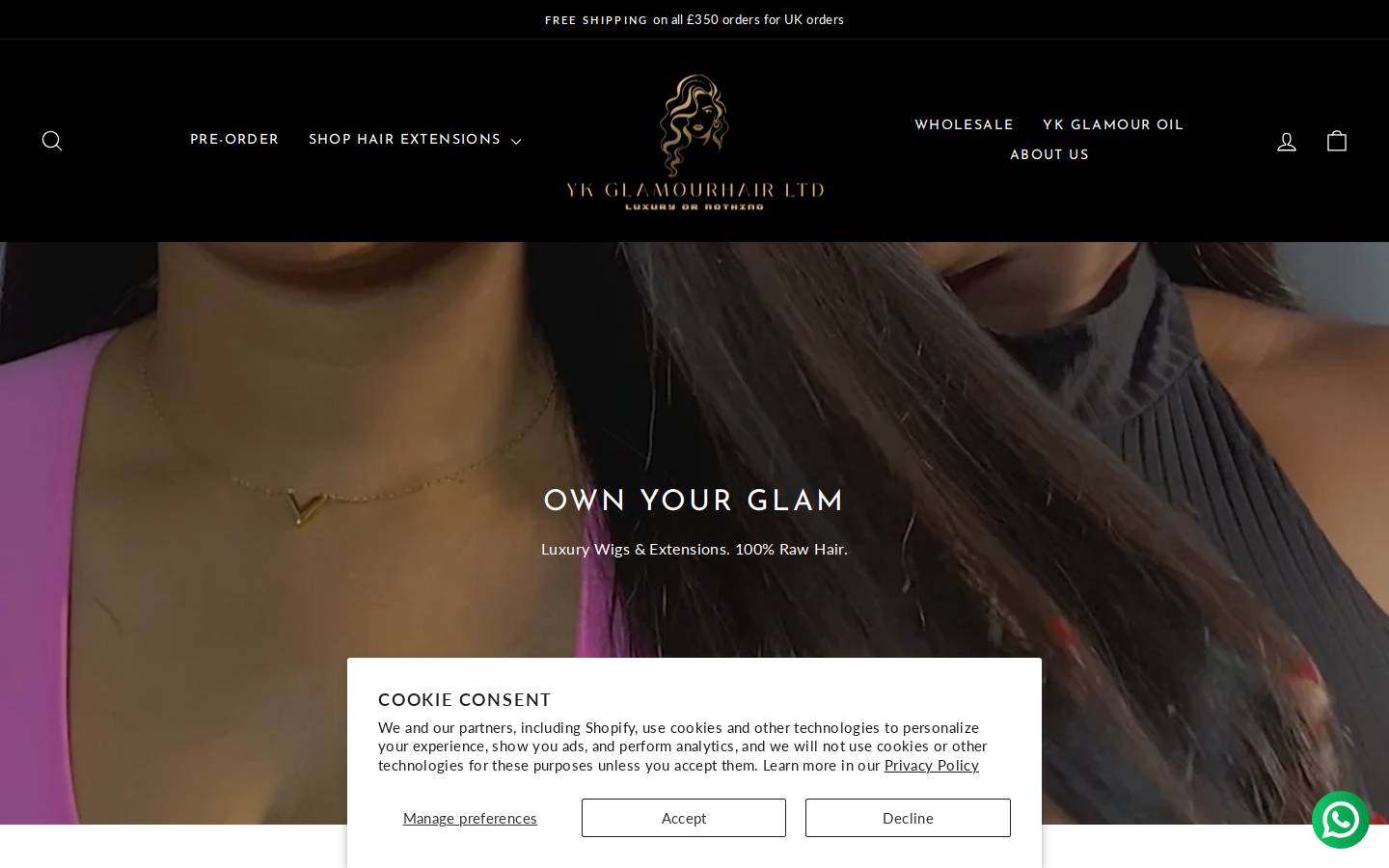 ykglamourhair.com homepage screenshot