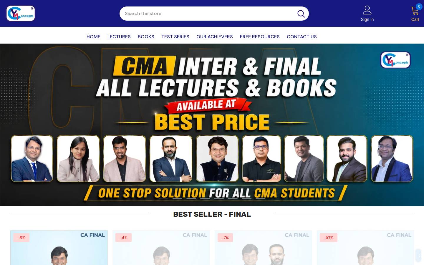ymconcepts.com homepage screenshot